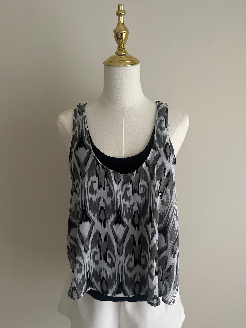 Guess Black and Gray Printed Layered Camisole